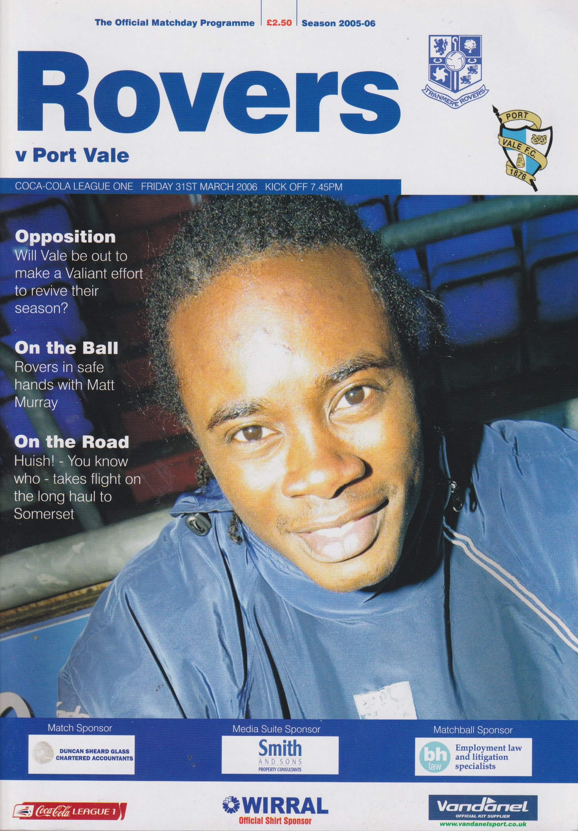 Tranmere Rovers v Port Vale match programme